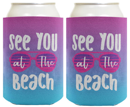 Summer Vibes See You At The Beach Standard or Slim Can Thermocooler Drink Sleeve