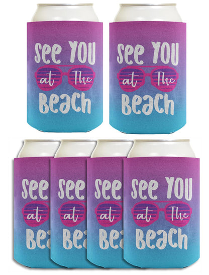 Summer Vibes See You At The Beach Standard or Slim Can Thermocooler Drink Sleeve
