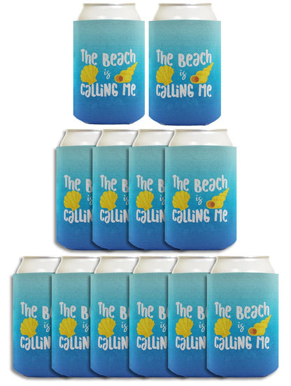 Summer Vibes The Beach Is Calling Me Standard or Slim Can Thermocooler Drink Sleeve