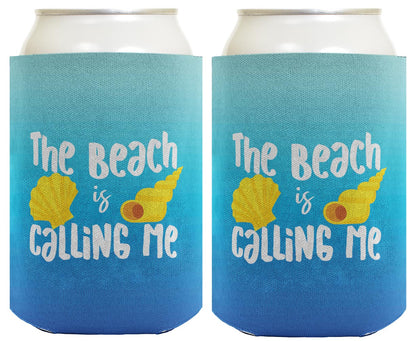 Summer Vibes The Beach Is Calling Me Standard or Slim Can Thermocooler Drink Sleeve