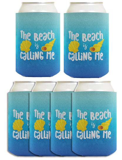 Summer Vibes The Beach Is Calling Me Standard or Slim Can Thermocooler Drink Sleeve