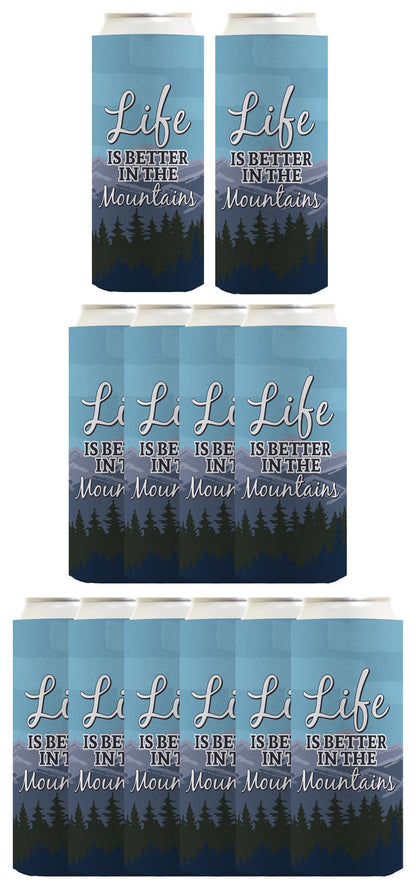 Life is Better in the Mountains Standard or Slim Can Thermocooler Drink Sleeve