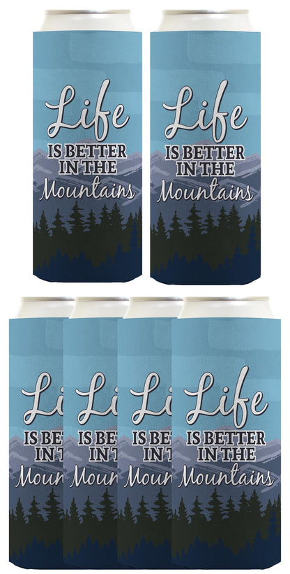 Life is Better in the Mountains Standard or Slim Can Thermocooler Drink Sleeve