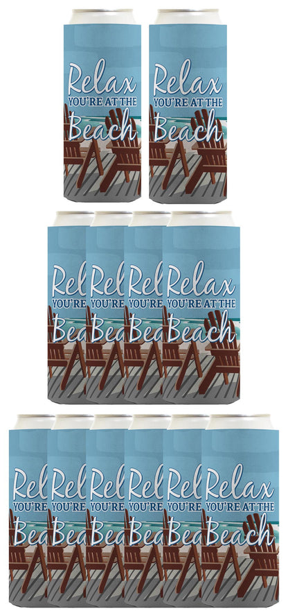 Relax You're at the Beach Standard or Slim Can Thermocooler Drink Sleeve