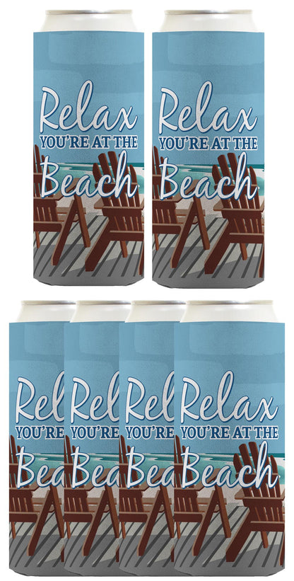 Relax You're at the Beach Standard or Slim Can Thermocooler Drink Sleeve