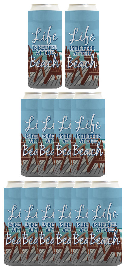 Life is Better at the Beach Standard or Slim Can Thermocooler Drink Sleeve