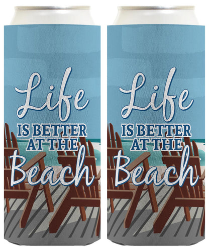 Life is Better at the Beach Standard or Slim Can Thermocooler Drink Sleeve