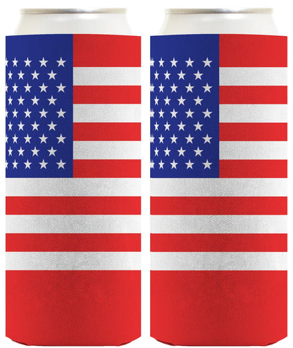 American Flag Horizontal Standard or Slim Can Thermocooler Drink Sleeve
