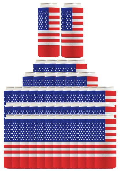 American Flag Horizontal Standard or Slim Can Thermocooler Drink Sleeve