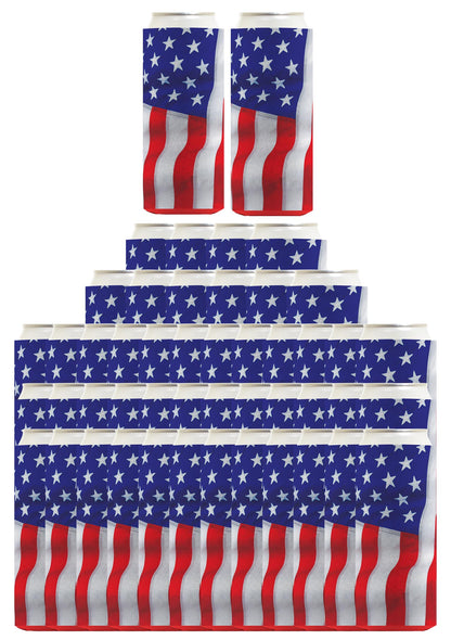 USA Flag Waving Vertical Standard or Slim Can Thermocooler Drink Sleeve