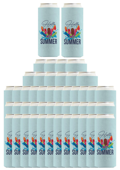 Hello Summer Ice Cream Popsicles Standard or Slim Can Thermocooler Drink Sleeve