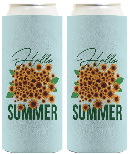 Hello Summer Sunflowers Standard or Slim Can Thermocooler Drink Sleeve