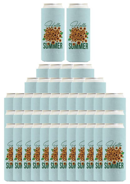 Hello Summer Sunflowers Standard or Slim Can Thermocooler Drink Sleeve