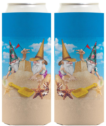 Beach Gnomes Sandcastle Standard or Slim Can Thermocooler Drink Sleeve