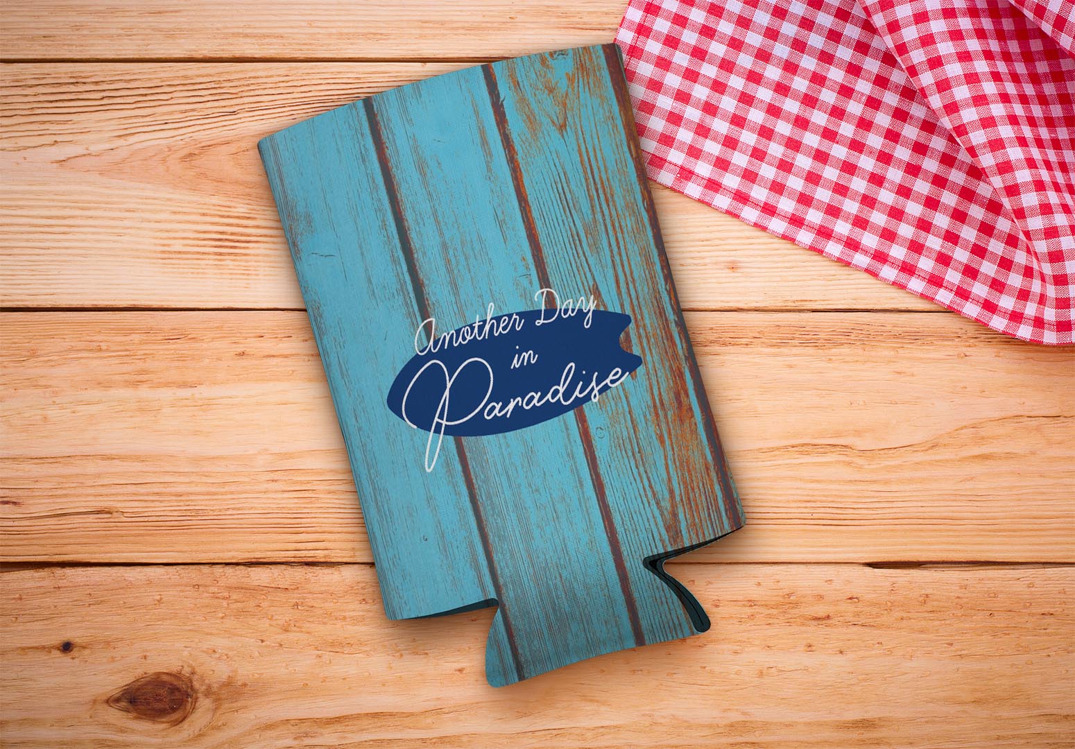 drink sleeve on a wood background