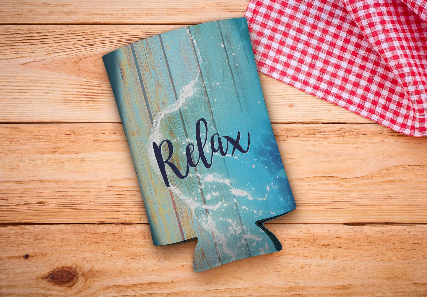 drink sleeve on a wood background