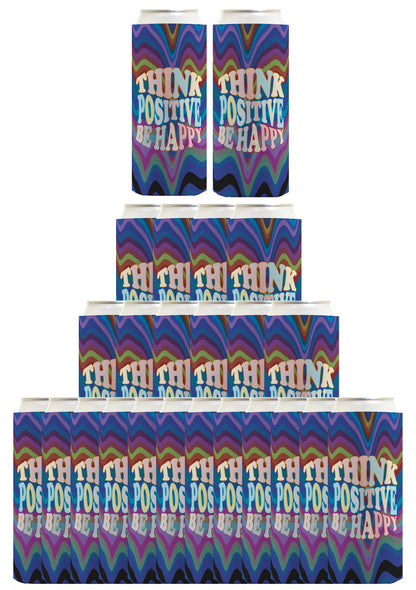 Think Positive Be Happy Standard or Slim Can Thermocooler Drink Sleeve