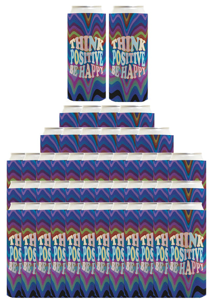 Think Positive Be Happy Standard or Slim Can Thermocooler Drink Sleeve