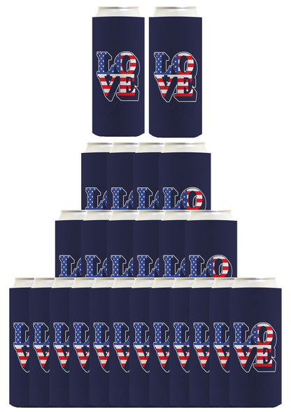 Love America Navy Standard or Slim Can Thermocooler Drink Sleeve