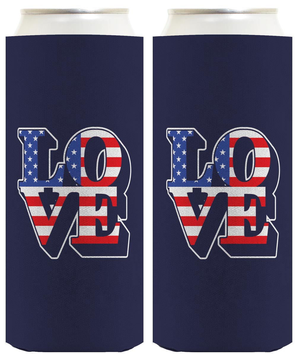 Love America Navy Standard or Slim Can Thermocooler Drink Sleeve
