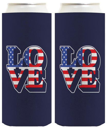 Love America Navy Standard or Slim Can Thermocooler Drink Sleeve