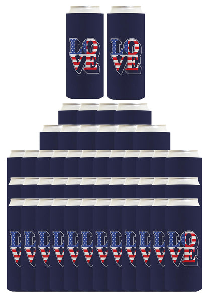 Love America Navy Standard or Slim Can Thermocooler Drink Sleeve