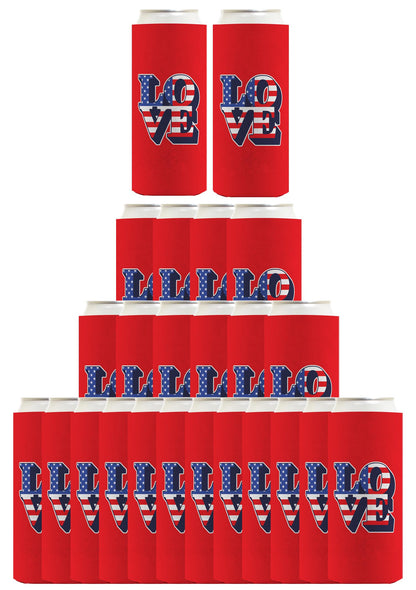 Love America Red Standard or Slim Can Thermocooler Drink Sleeve