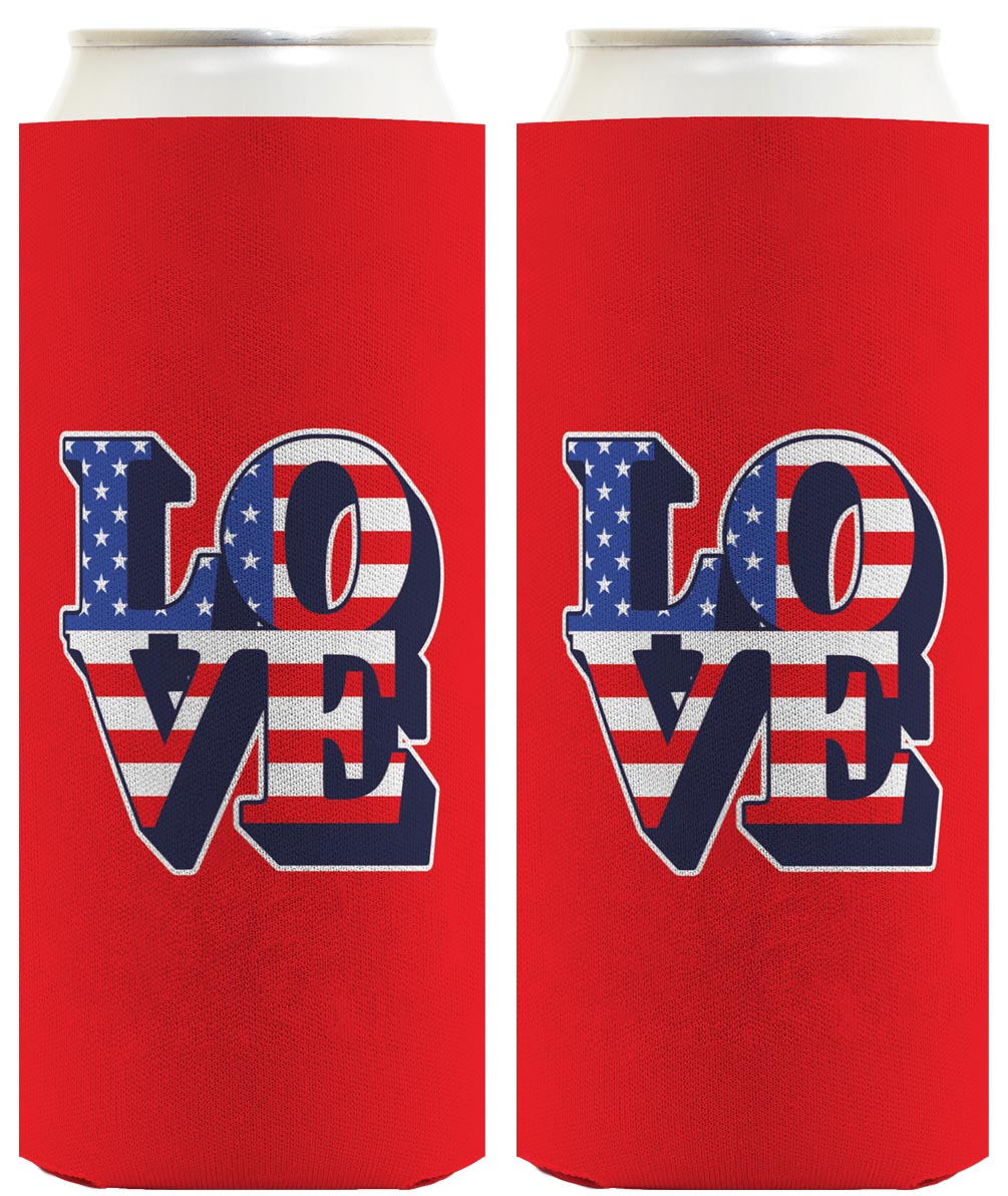 Love America Red Standard or Slim Can Thermocooler Drink Sleeve