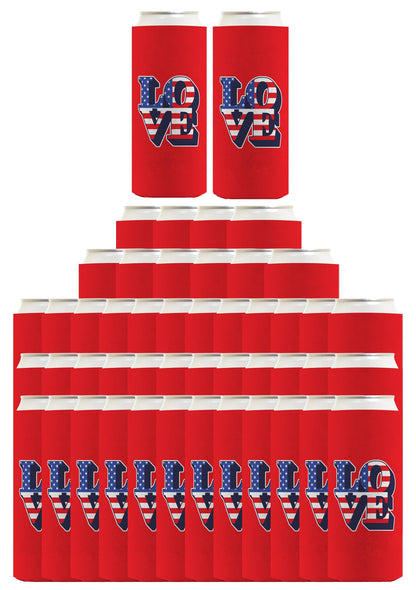 Love America Red Standard or Slim Can Thermocooler Drink Sleeve