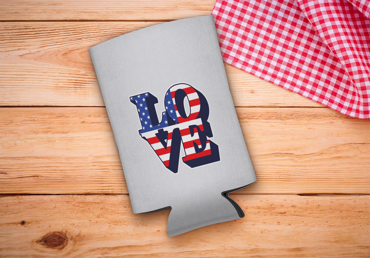 drink sleeve on a wood background