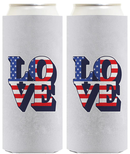 Love America Light Blue Standard or Slim Can Thermocooler Drink Sleeve