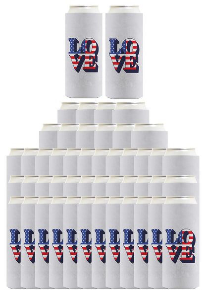 Love America Light Blue Standard or Slim Can Thermocooler Drink Sleeve
