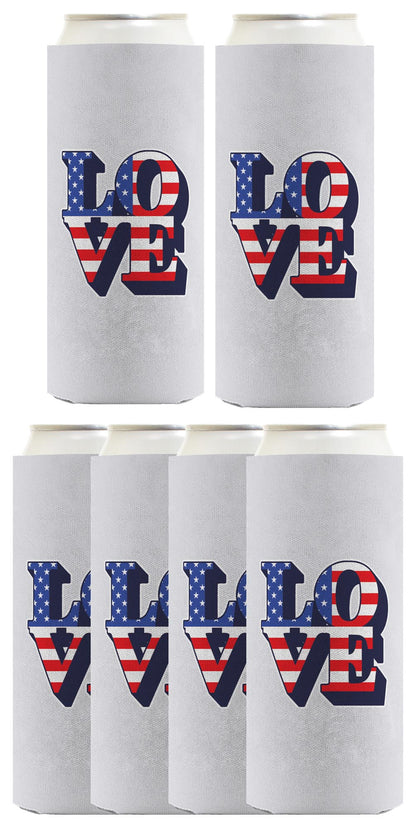 Love America Light Blue Standard or Slim Can Thermocooler Drink Sleeve