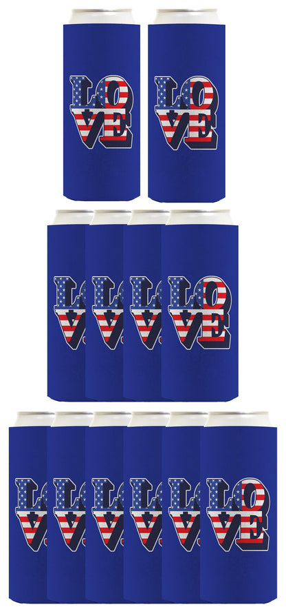 Love America Royal Blue Standard or Slim Can Thermocooler Drink Sleeve