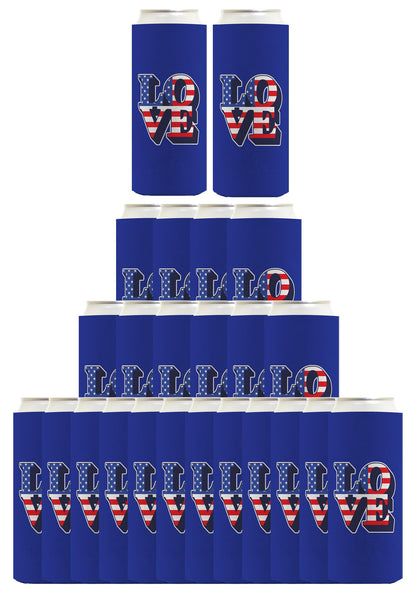Love America Royal Blue Standard or Slim Can Thermocooler Drink Sleeve