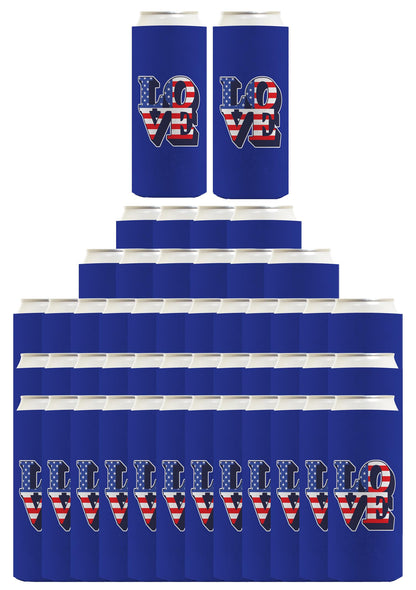 Love America Royal Blue Standard or Slim Can Thermocooler Drink Sleeve