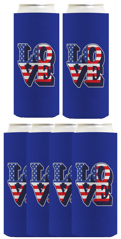 Love America Royal Blue Standard or Slim Can Thermocooler Drink Sleeve