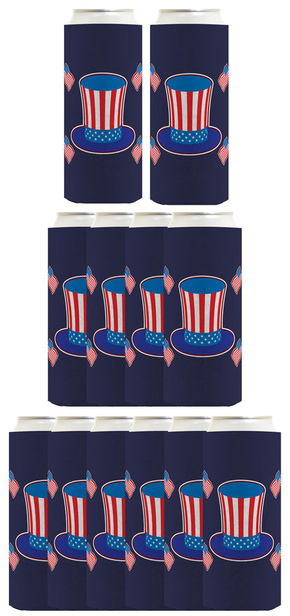 Uncle Sam Hat Navy Standard or Slim Can Thermocooler Drink Sleeve