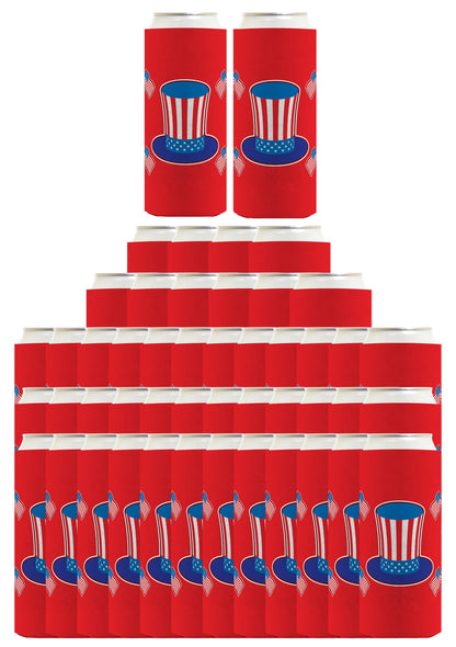 Uncle Sam Hat Red Standard or Slim Can Thermocooler Drink Sleeve