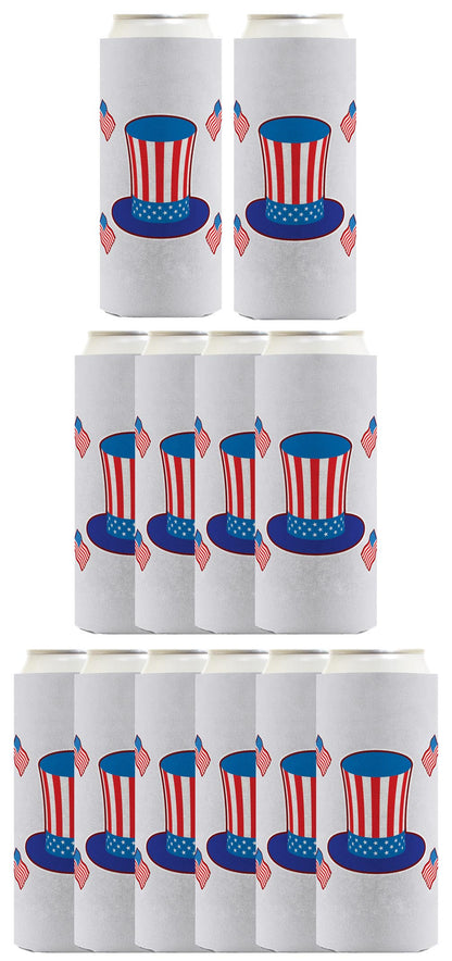 Uncle Sam Hat Light Blue Standard or Slim Can Thermocooler Drink Sleeve
