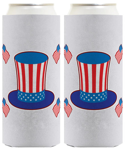 Uncle Sam Hat Light Blue Standard or Slim Can Thermocooler Drink Sleeve