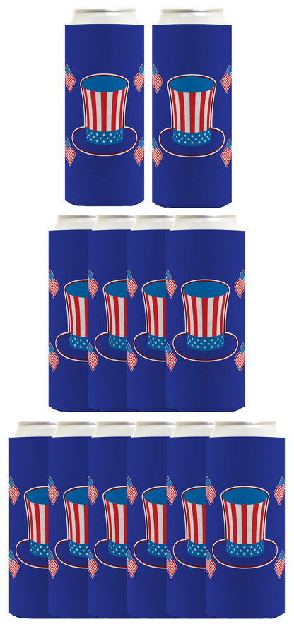 Uncle Sam Hat Royal Blue Standard or Slim Can Thermocooler Drink Sleeve
