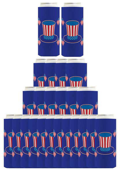 Uncle Sam Hat Royal Blue Standard or Slim Can Thermocooler Drink Sleeve