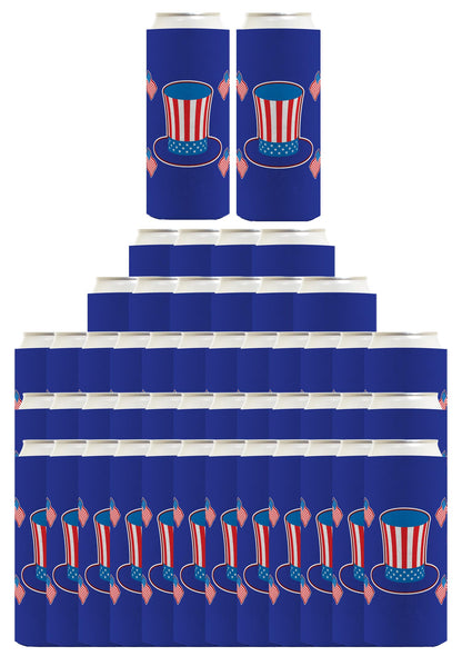 Uncle Sam Hat Royal Blue Standard or Slim Can Thermocooler Drink Sleeve