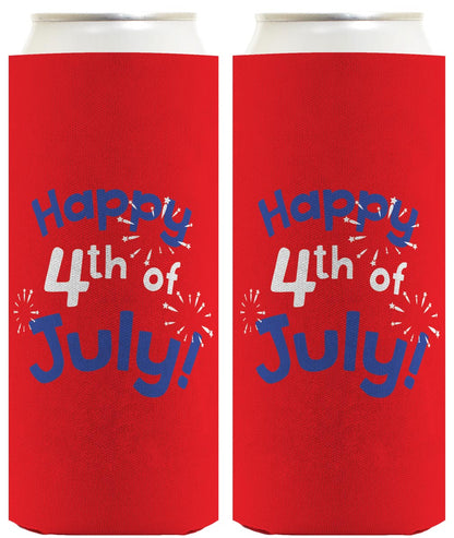 Happy 4th of July Red Standard or Slim Can Thermocooler Drink Sleeve