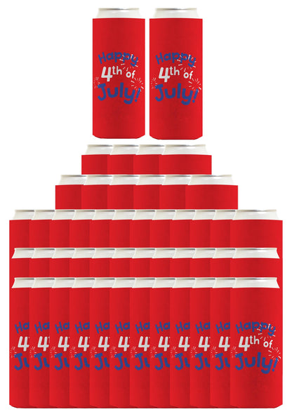 Happy 4th of July Red Standard or Slim Can Thermocooler Drink Sleeve