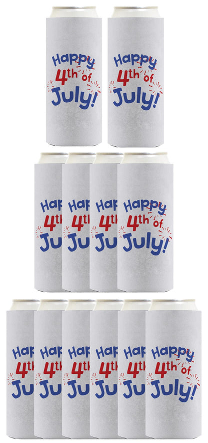 Happy 4th of July Light Blue Standard or Slim Can Thermocooler Drink Sleeve