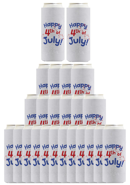 Happy 4th of July Light Blue Standard or Slim Can Thermocooler Drink Sleeve