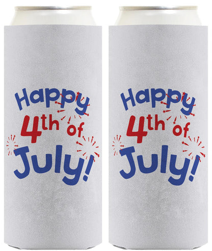 Happy 4th of July Light Blue Standard or Slim Can Thermocooler Drink Sleeve