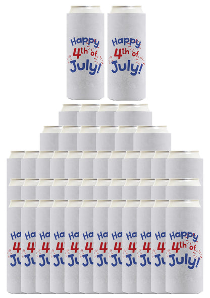 Happy 4th of July Light Blue Standard or Slim Can Thermocooler Drink Sleeve